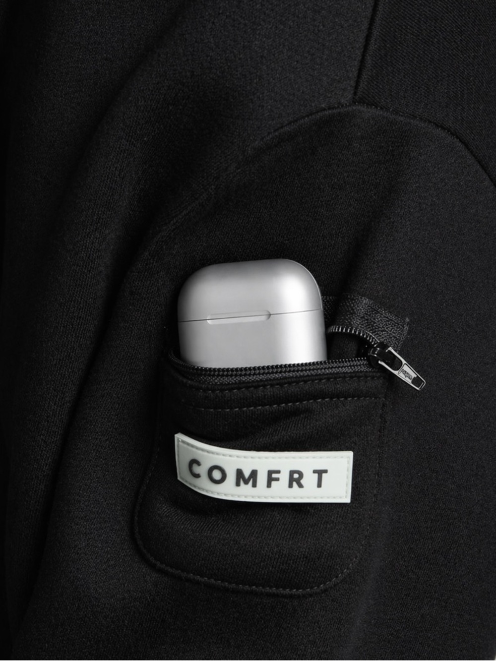 COMFRT Travel Essentials Zip Hoodie Sweatshirt w/ Zip Pockets - Obsidian / Black - Picture 6 of 9